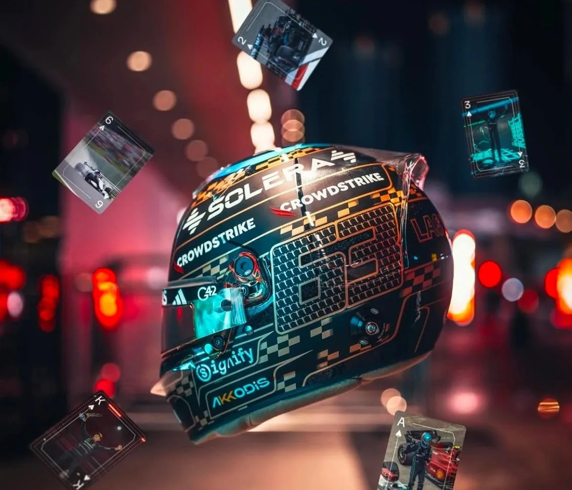 Norris and Russell Unveil Special-Edition Helmets Ahead of Race